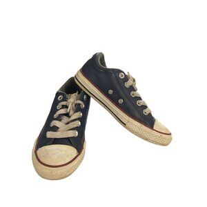 Converse All Star Junior kids Size 1 Blue Leather Rubber Sole Sneakers shoes